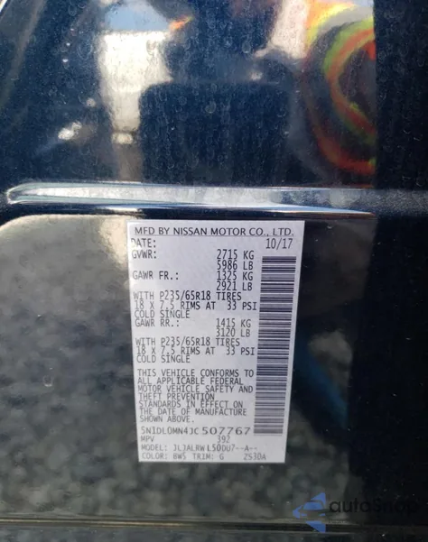 2018 Infiniti Qx60 z USA, uszkodzony, nr VIN 5N1DL0MN4JC507767